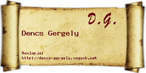 Dencs Gergely névjegykártya