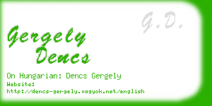 gergely dencs business card